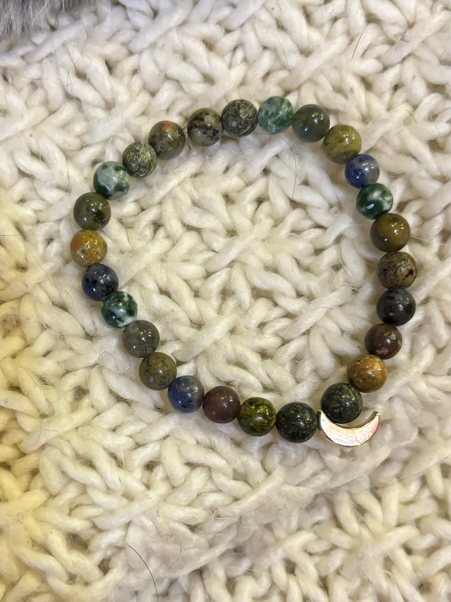 Evergreen moon mala bracelet