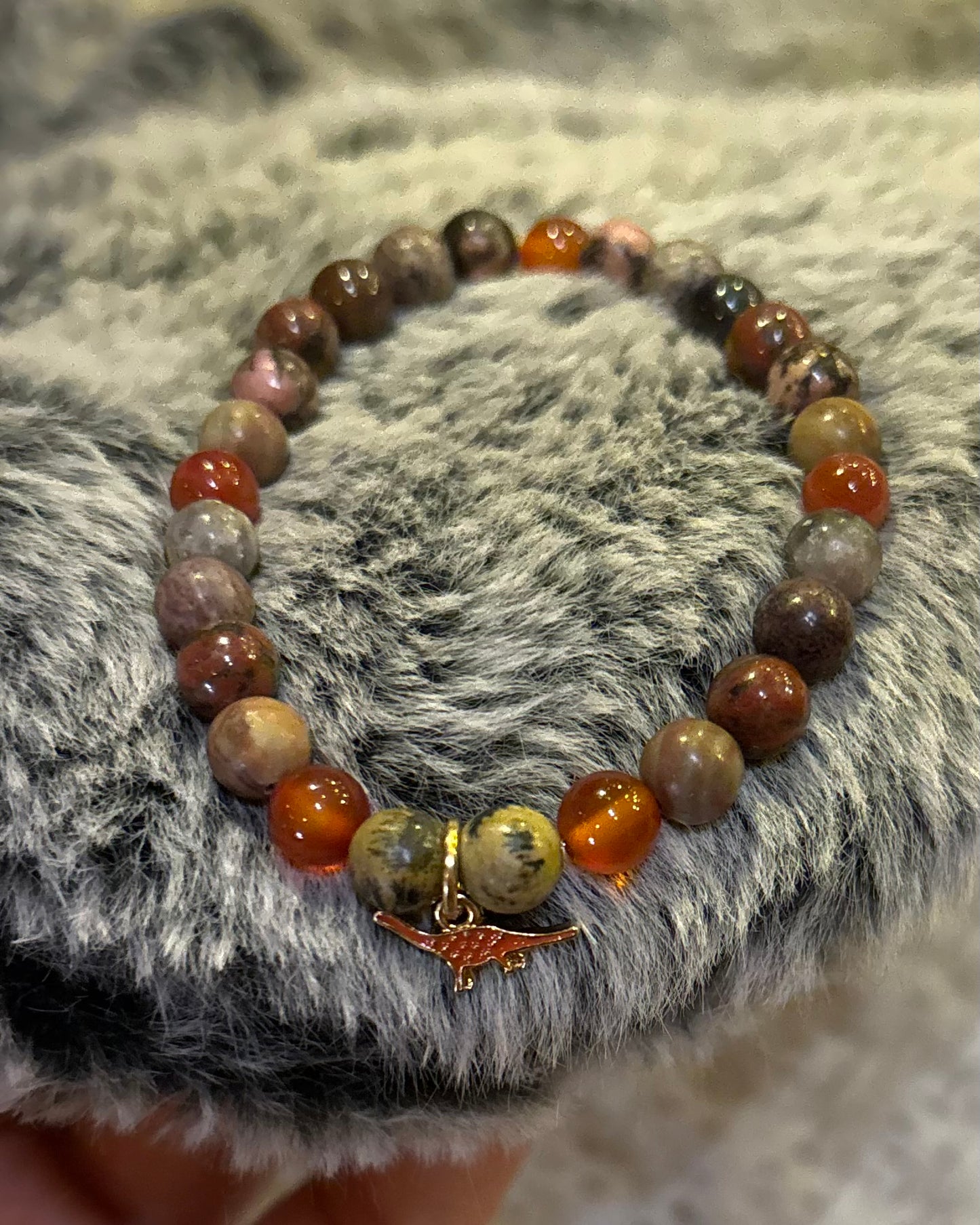 Red Dino egg mala bracelet