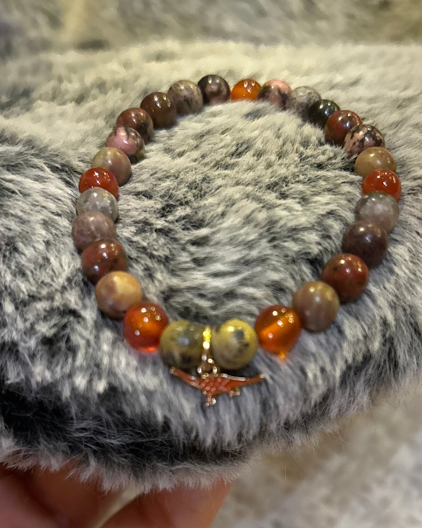 Red Dino egg mala bracelet