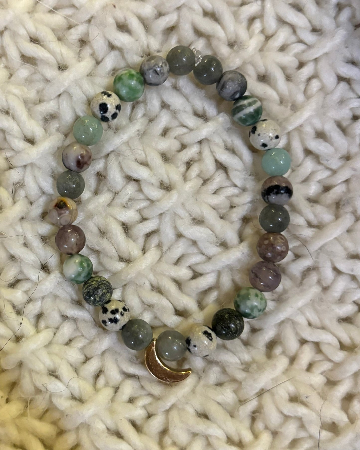 Green moon mala bracelet