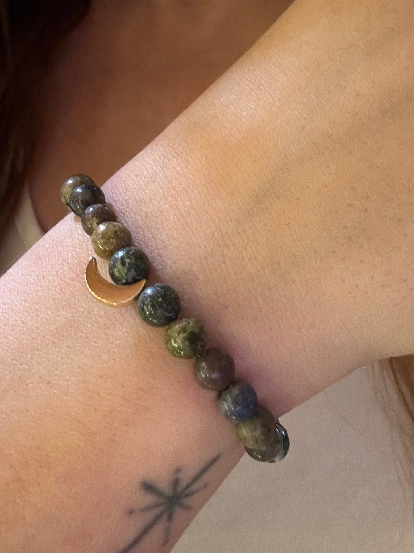 Evergreen moon mala bracelet