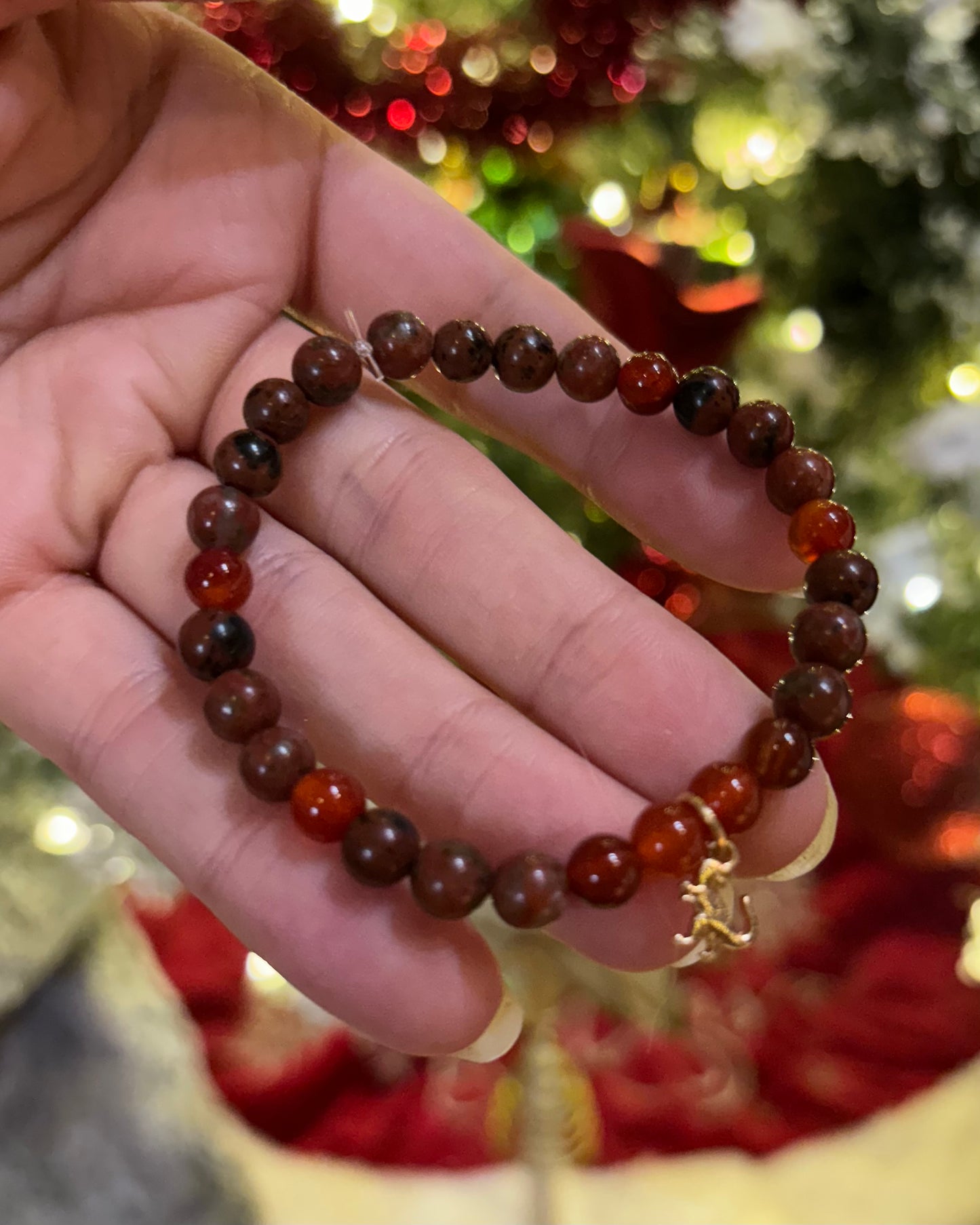 Red raptor mala bracelet