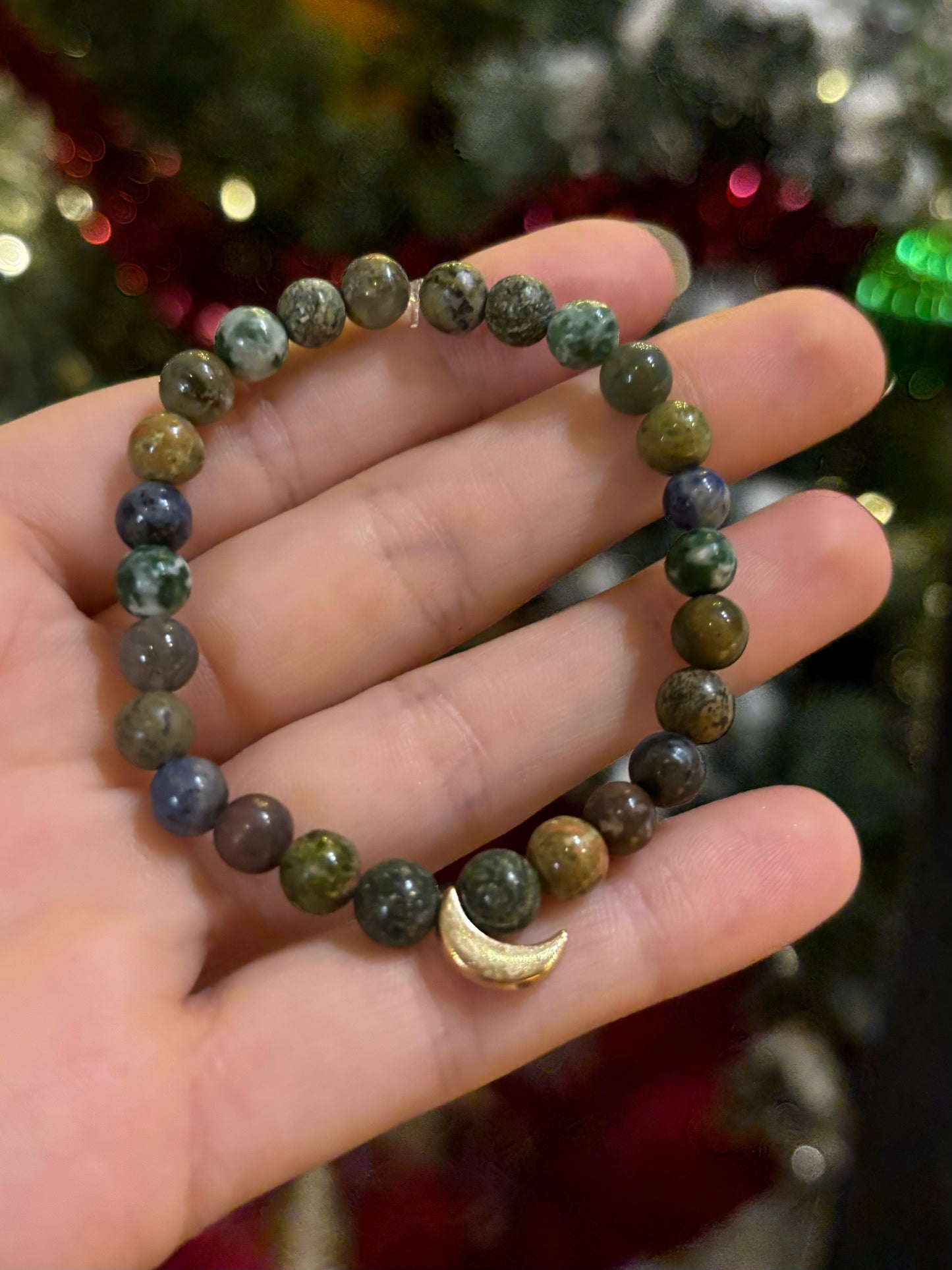 Evergreen moon mala bracelet