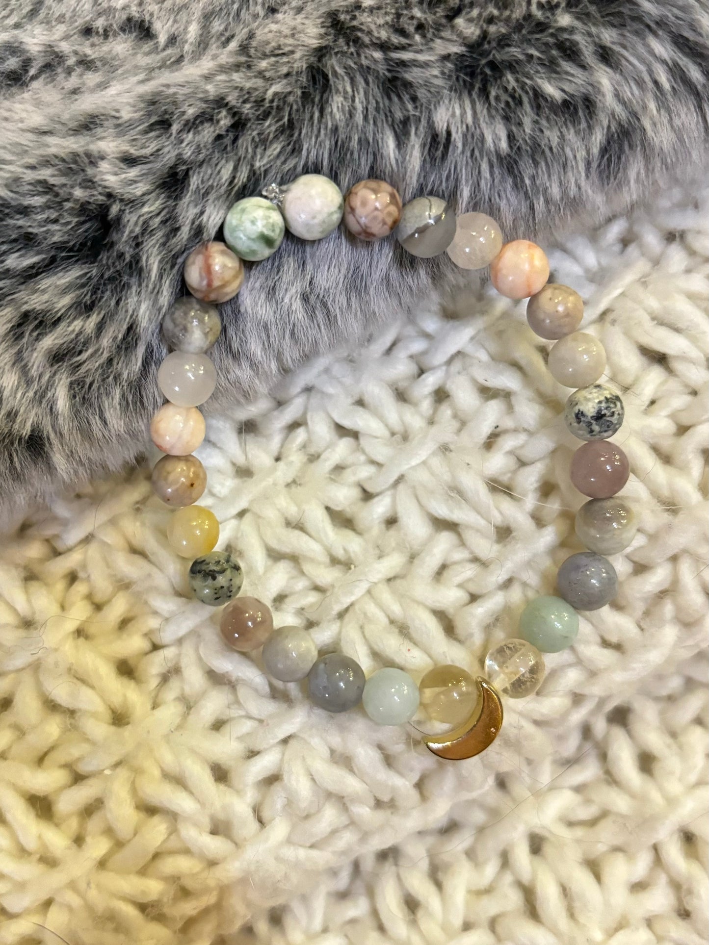 Pastel moon mala bracelet