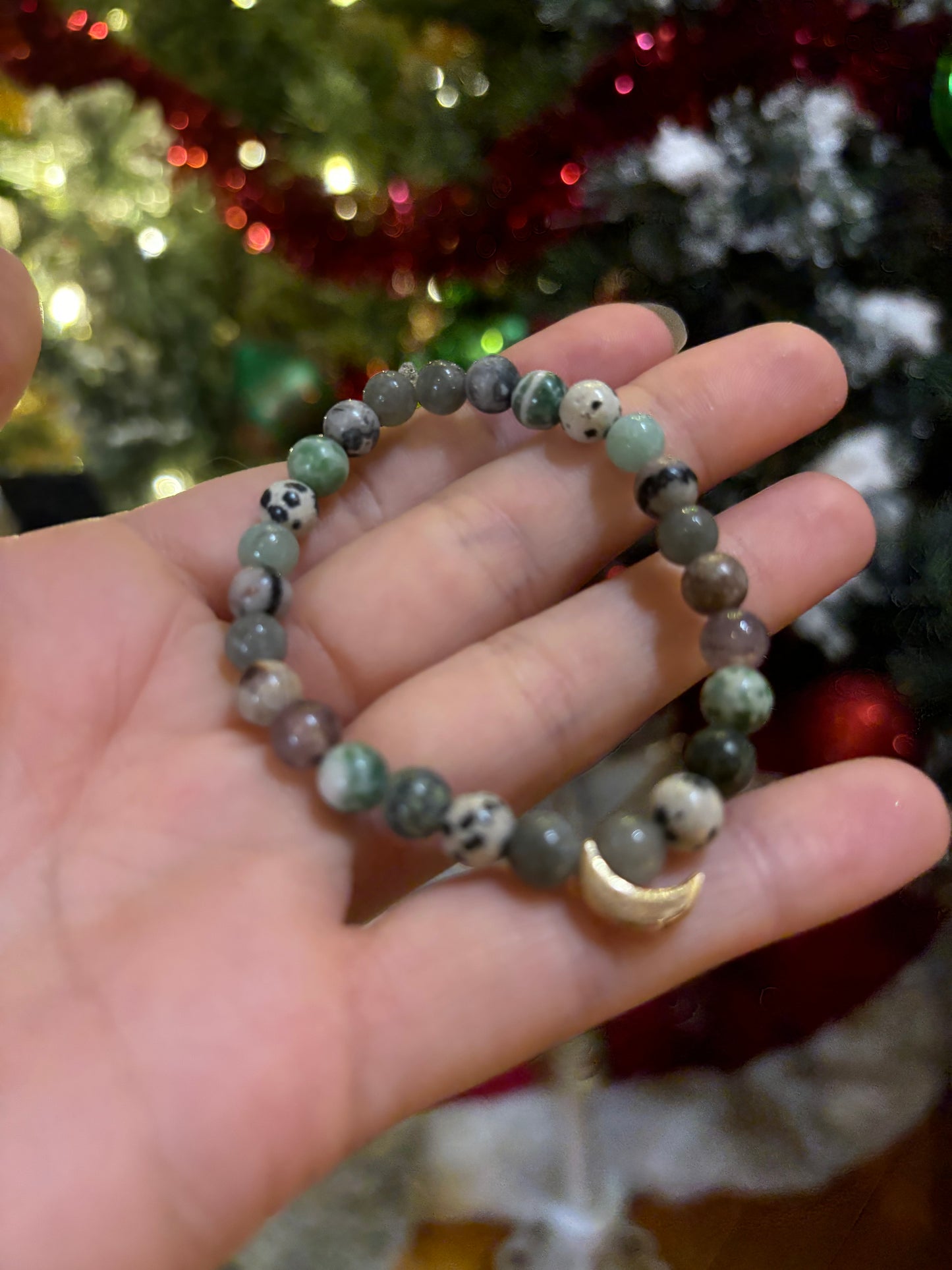 Green moon mala bracelet