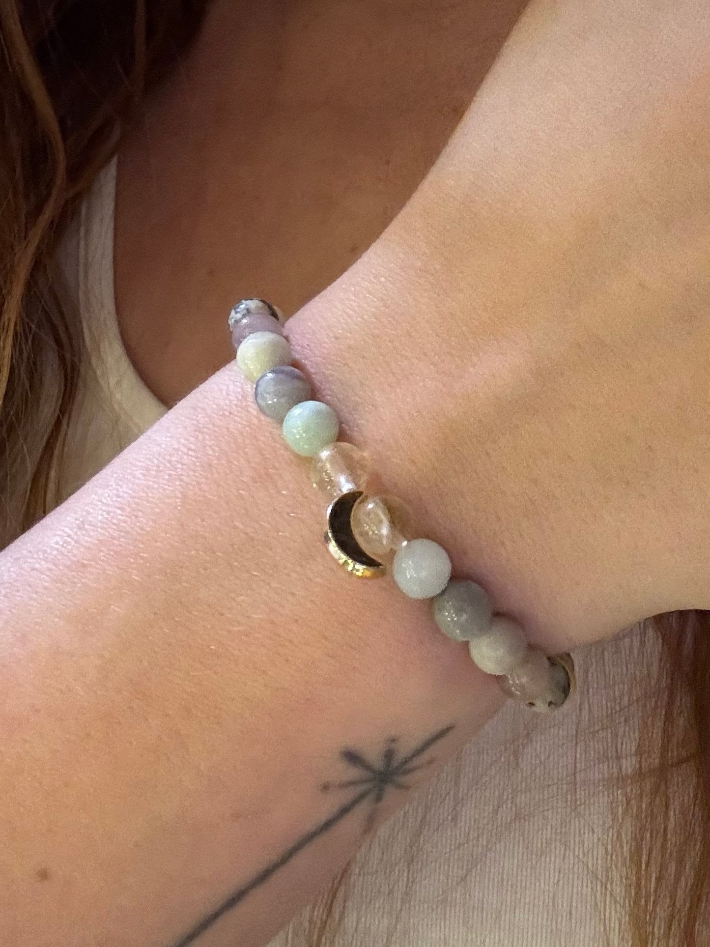 Pastel moon mala bracelet