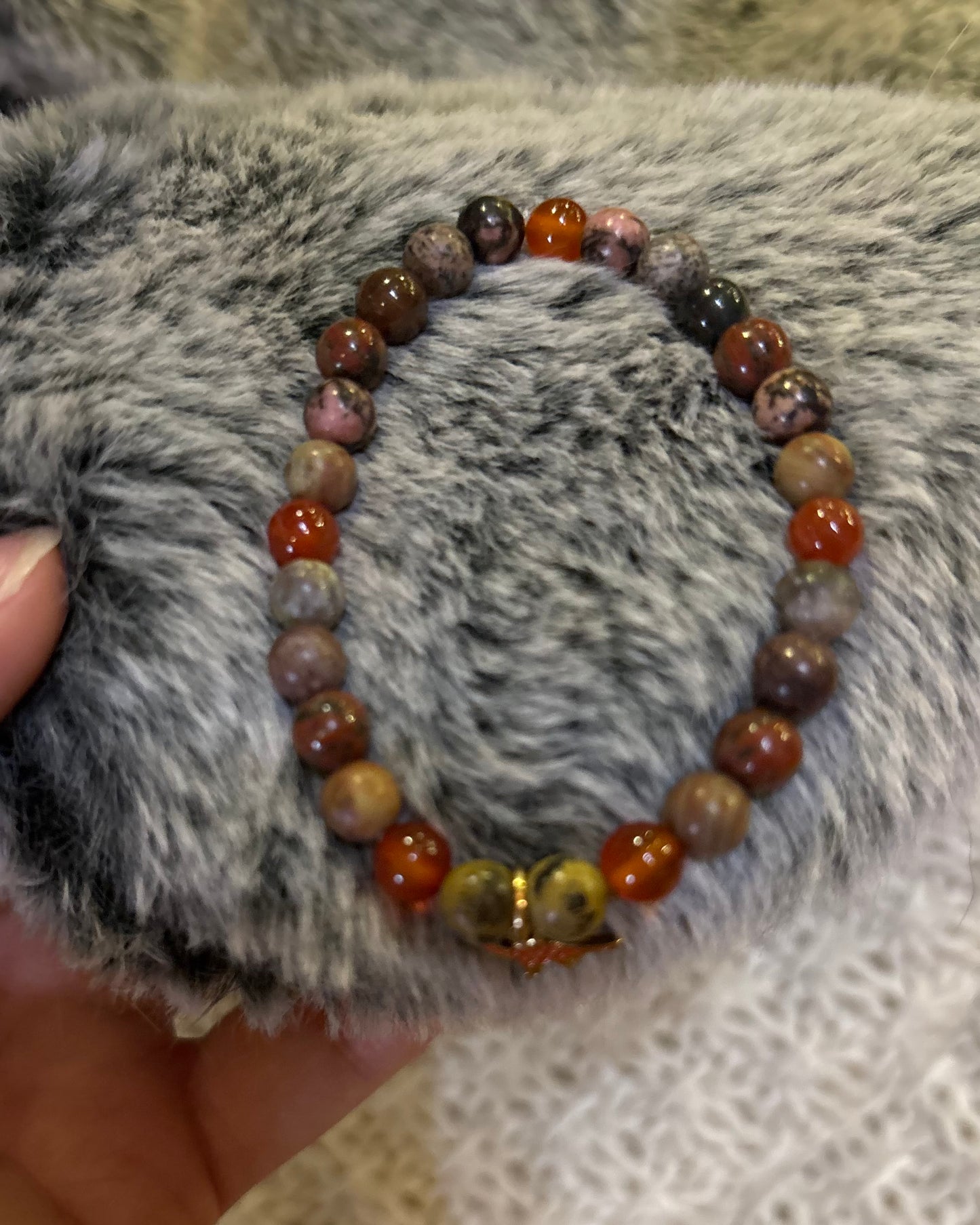 Red Dino egg mala bracelet