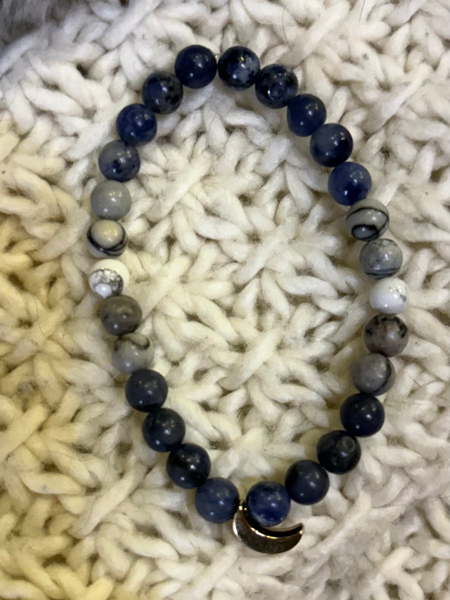 Blue moon mala bracelet