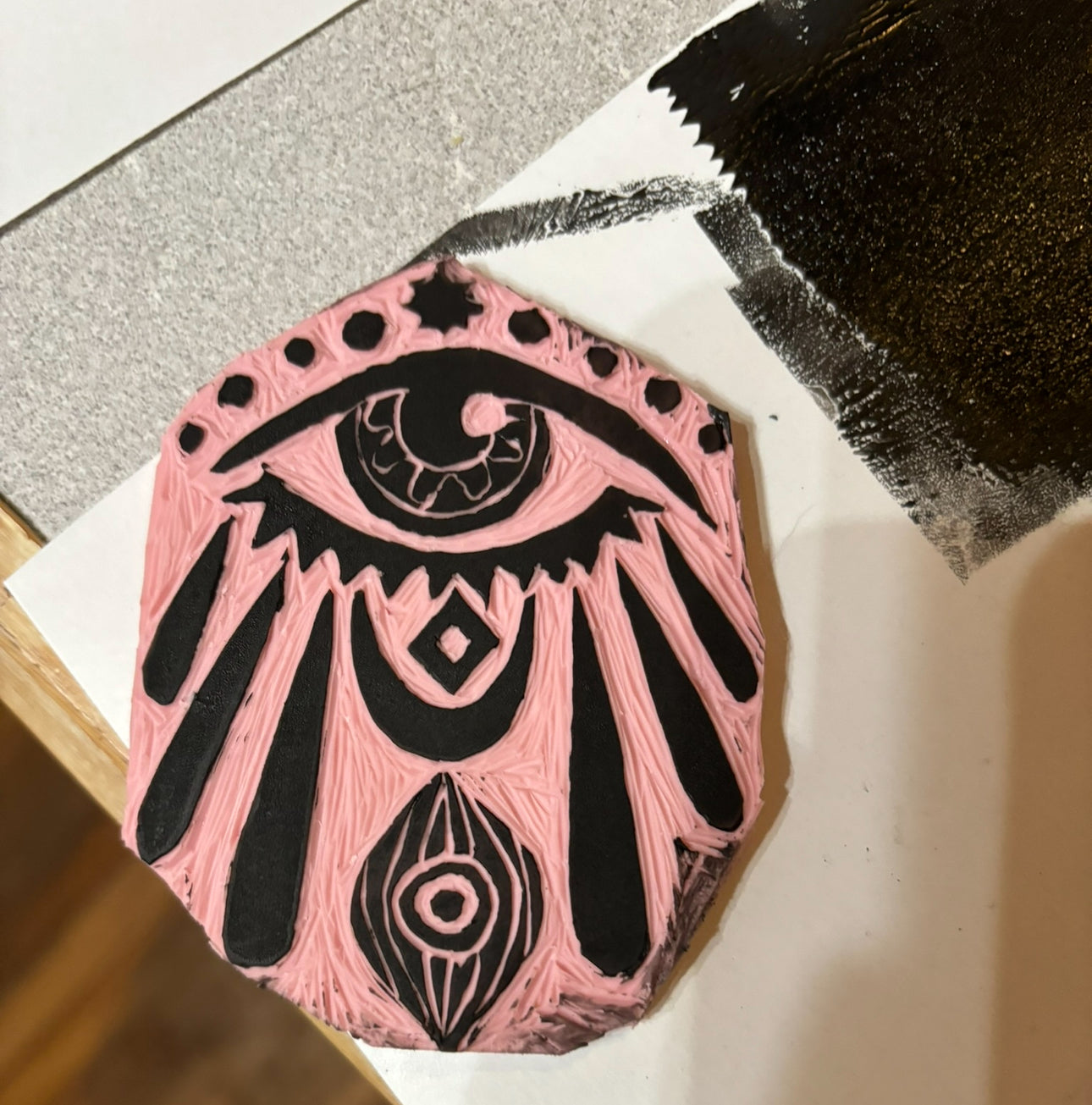 Onion eye linocut print